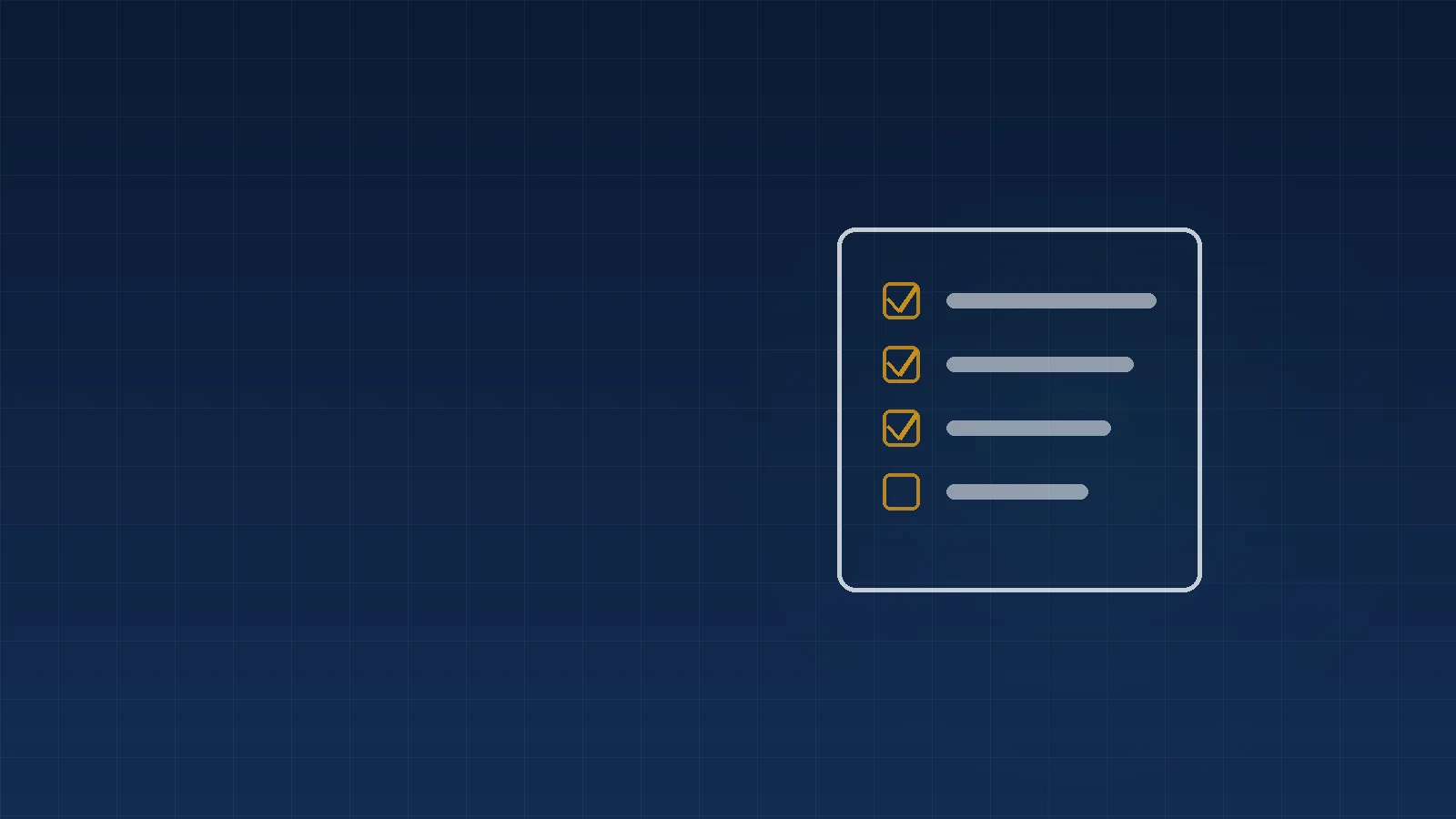 Checklist panel with verified marks